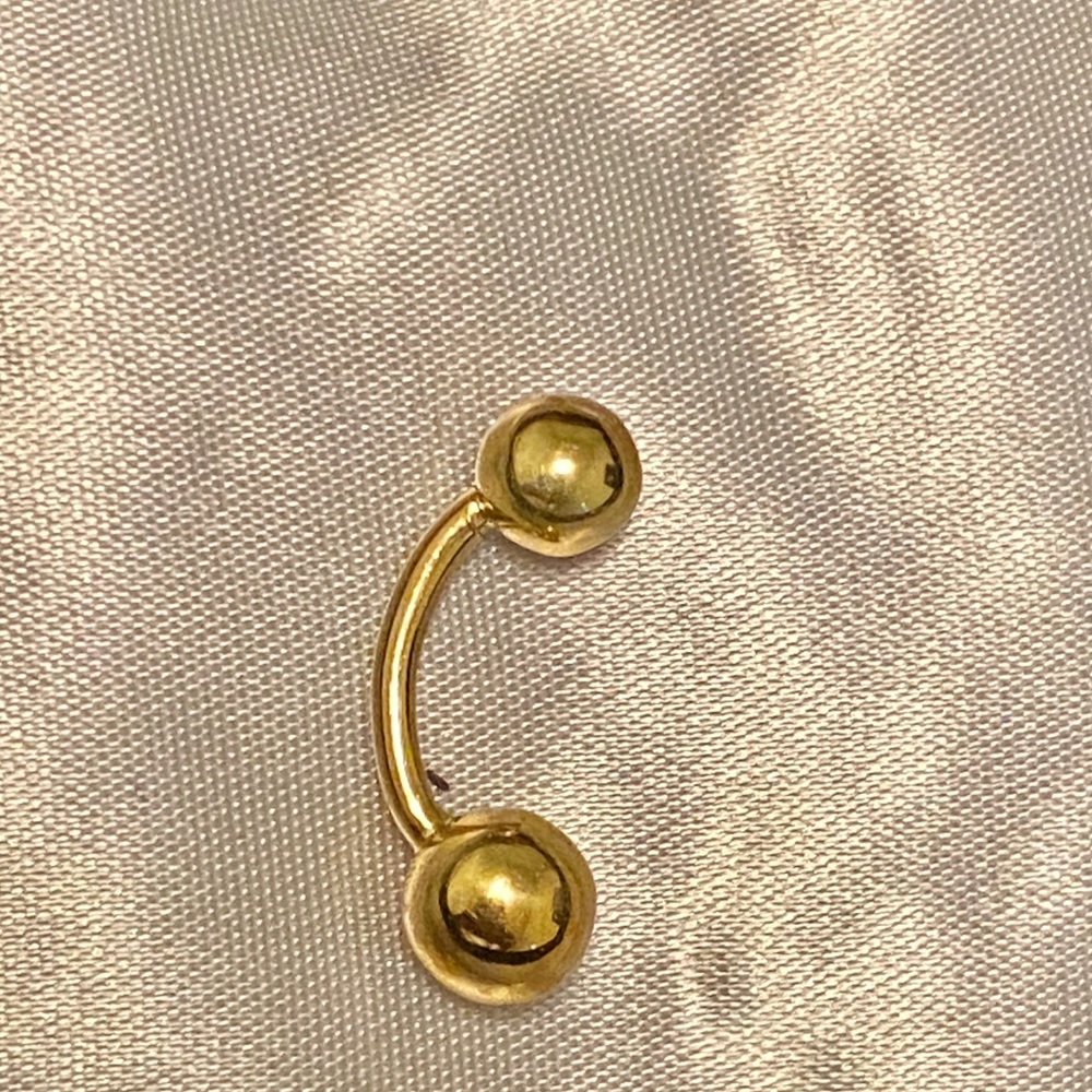 14kt Yellow Gold barbell belly ring NIB
